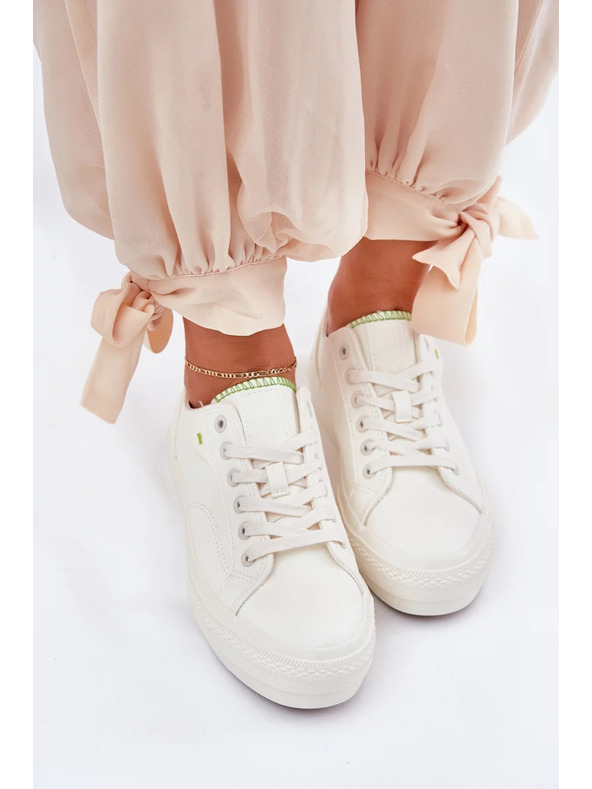 BIG STAR SHOES Ženske superge na platformi iz ECO usnja Big Star – bele