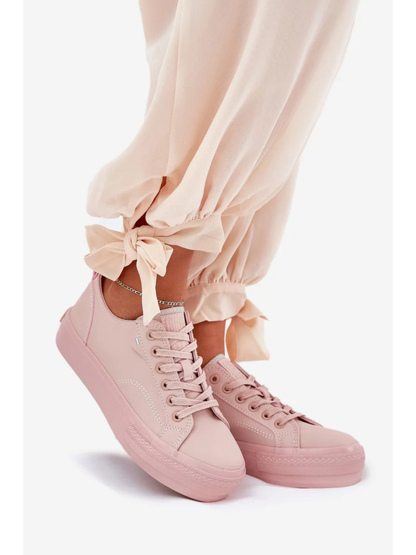 BIG STAR SHOES Ženske superge na platformi iz ECO usnja Big Star – roza