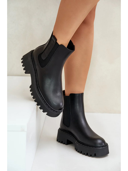 BIG STAR SHOES Ženske kožne topline gležnjarji Big Star Chelsea - črne