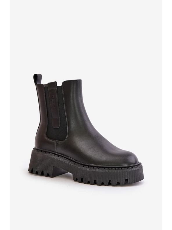 BIG STAR SHOES Ženske kožne topline gležnjarji Big Star Chelsea - črne