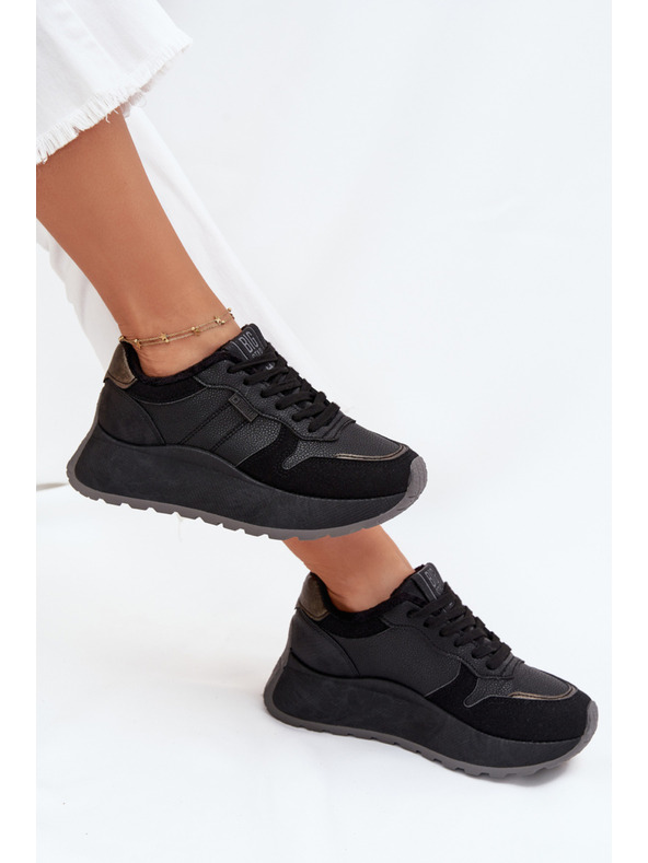 BIG STAR SHOES Ženske topline superge na platformi Big Star HI-POLY SYSTEM – črne