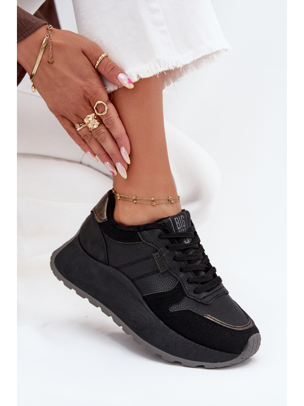 BIG STAR SHOES Ženske topline superge na platformi Big Star HI-POLY SYSTEM – črne