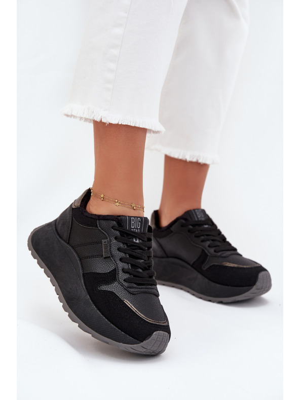 BIG STAR SHOES Ženske topline superge na platformi Big Star HI-POLY SYSTEM – črne