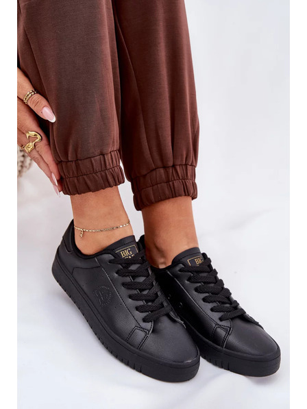 BIG STAR SHOES Ženski nizki teniski iz ECO usnja Big Star – črni