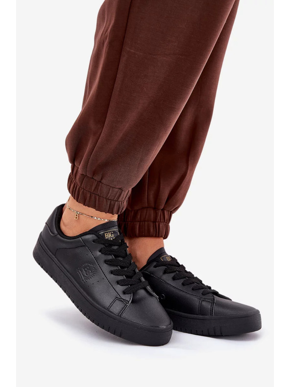 BIG STAR SHOES Ženski nizki teniski iz ECO usnja Big Star – črni