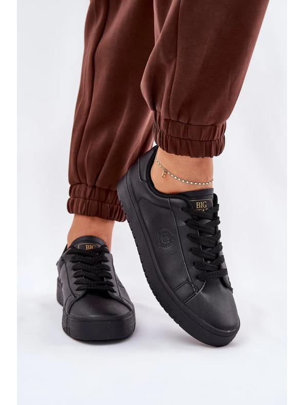 BIG STAR SHOES Ženski nizki teniski iz ECO usnja Big Star – črni