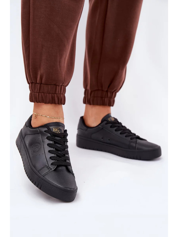 BIG STAR SHOES Ženski nizki teniski iz ECO usnja Big Star – črni