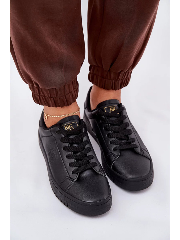 BIG STAR SHOES Ženski nizki teniski iz ECO usnja Big Star – črni