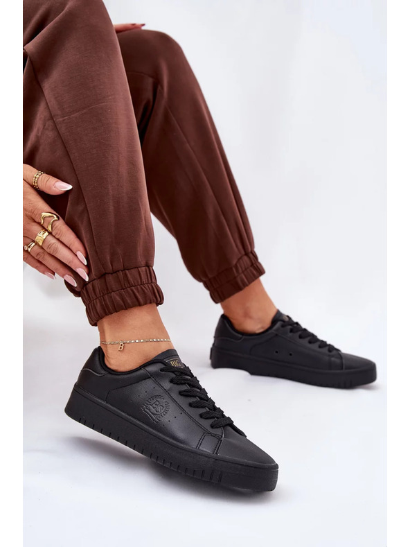 BIG STAR SHOES Ženski nizki teniski iz ECO usnja Big Star – črni