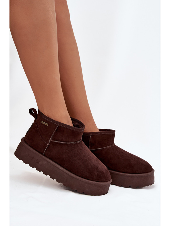 BIG STAR SHOES Ženski nizki snežni škornji na platformi Big Star – čokoladni