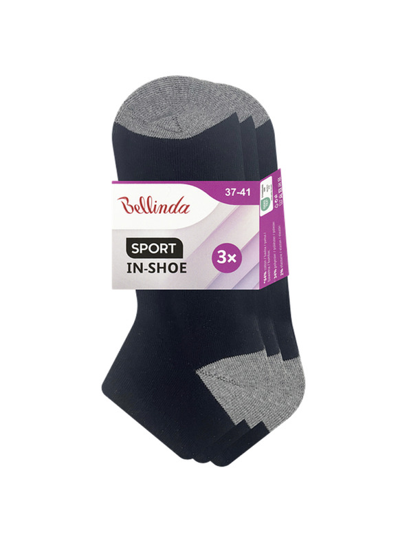 Bellinda SPORT WOMEN IN-SHOE 3x - Ženski športni krajši nogavički 3 pare - črna