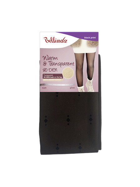 Bellinda WARM & TRANSPARENT 80 DEN WITH FLEECE - Ženske tople čarape 80 DEN s fleecem - print