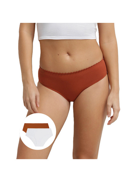 DIM DIM BODY TOUCH MIDI BRIEF 2x - Ženske hlačke 2 kom - opečena - bela