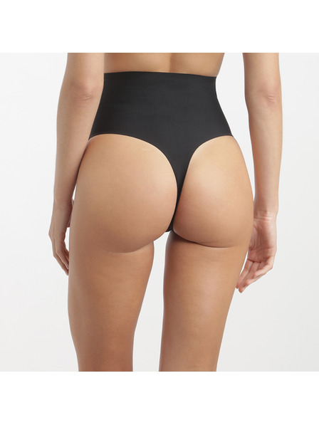 DIM DIM INVISIBLE MID WAIST THONG - Ženski tanga z visjo pasu - črna