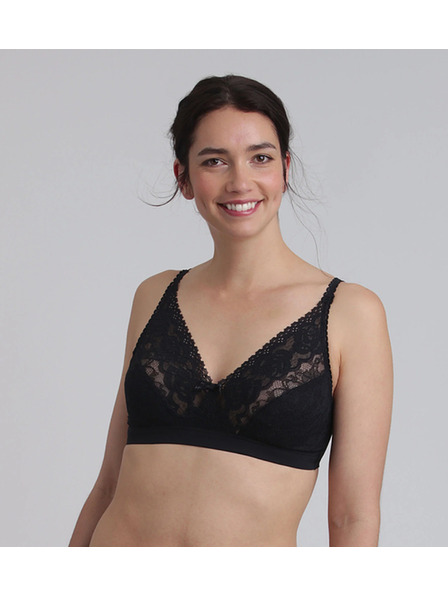 Playtex PLAYTEX RCS WIREFREE BRA - Ženski ojacani čipkasti nedrček - črna