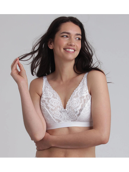 Playtex PLAYTEX RCS WIREFREE BRA - Ženski ojacani čipkasti nedrček - bela
