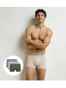 DIM DIM GOTS COTTON STRETCH BOXER 3x - Moške boksarice iz biološke bombaže 3 kosa - zelena - svetlo rjava - svetlo modra