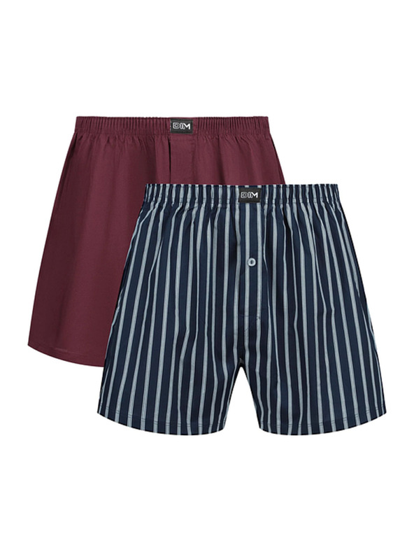 DIM DIM COTTON STRETCH LOOSE BOXER 2x - Moške ohlapne boksarice 2 kosa - temno rdeča - temno modra
