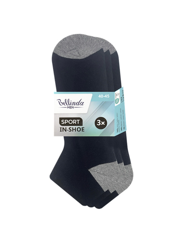Bellinda SPORT MEN IN-SHOE 3x - Moške gleženj nogavice 3 pari - črna
