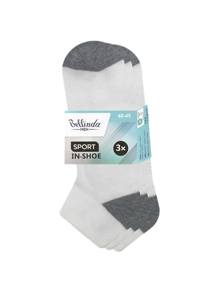 Bellinda SPORT MEN IN-SHOE 3x - Moške gleženj nogavice 3 pari - bela
