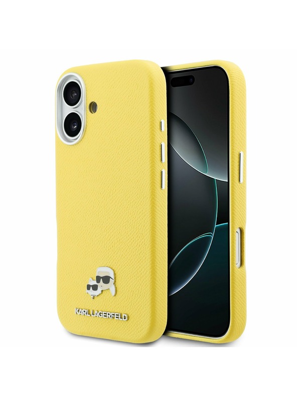Karl Lagerfeld Karl Lagerfeld PU Karl and Choupette Heads Pins MagSafe Zadnja zaščita za iPhone 17 Yellow