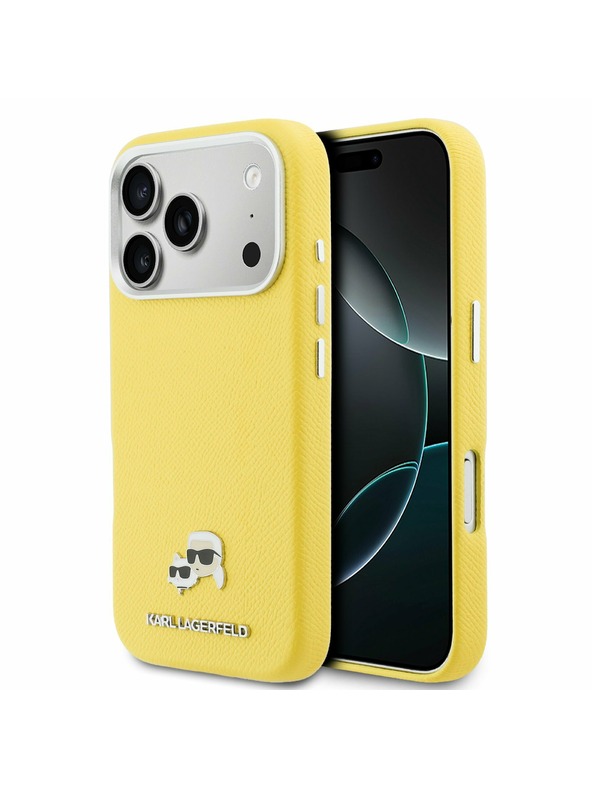 Karl Lagerfeld Karl Lagerfeld PU Karl and Choupette Heads Pins MagSafe Zadnja zaščita za iPhone 17 Pro Yellow