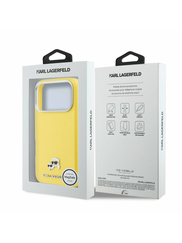 Karl Lagerfeld Karl Lagerfeld PU Karl and Choupette Heads Pins MagSafe Zadnja zaščita za iPhone 17 Pro Yellow
