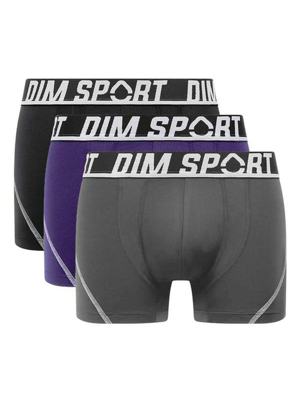 DIM DIM SPORT MICROFIBRE BOXER 3x - Moške športne boksarice 3 kosa - siva - modra - črna