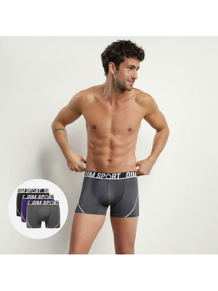 DIM DIM SPORT MICROFIBRE BOXER 3x - Moške športne boksarice 3 kosa - siva - modra - črna
