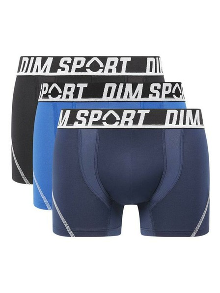 DIM DIM SPORT MICROFIBRE BOXER 3x - Moške športne boksarice 3 kosa - črna - modra