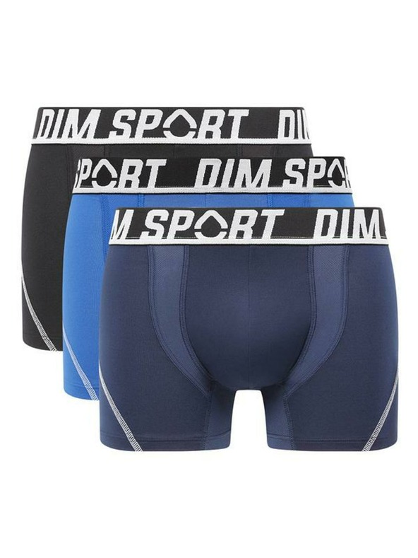 DIM DIM SPORT MICROFIBRE BOXER 3x - Moške športne boksarice 3 kosa - črna - modra