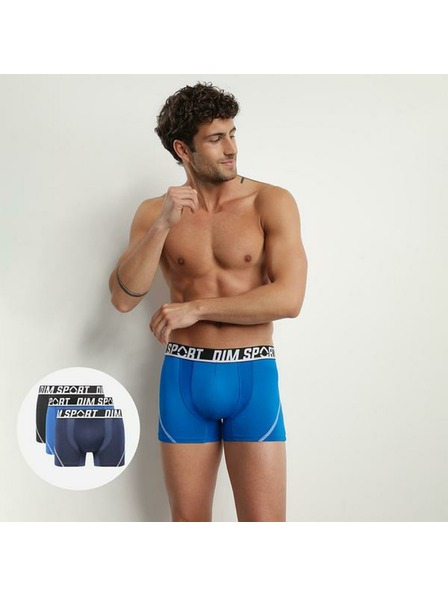 DIM DIM SPORT MICROFIBRE BOXER 3x - Moške športne boksarice 3 kosa - črna - modra