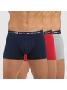 DIM Komplet treh moških boksaric v temno modri, rdeči in svetlo sivi barvi Dim COTTON STRETCH BOXER