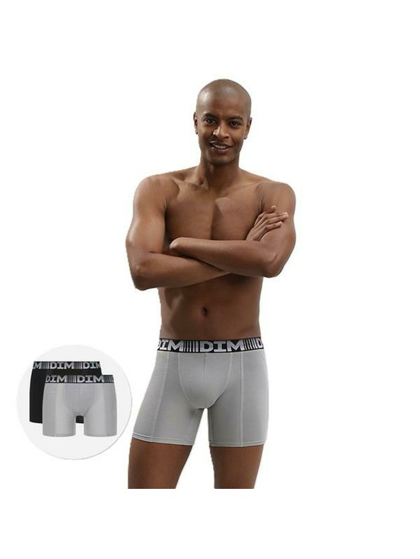 DIM Komplet dveh moških športnih boksaric v sivi in črni barvi Dim 3D FLEX AIR LONG BOXER
