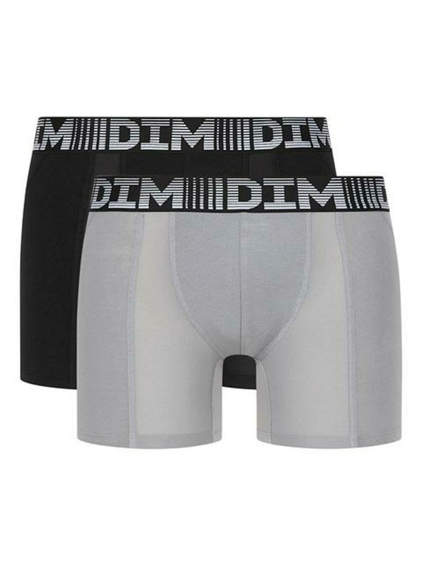 DIM Komplet dveh moških športnih boksaric v sivi in črni barvi Dim 3D FLEX AIR LONG BOXER