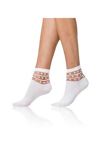 Bellinda Bele ženske nogavice z okrasnim detajlom Bellinda TRENDY COTTON SOCKS