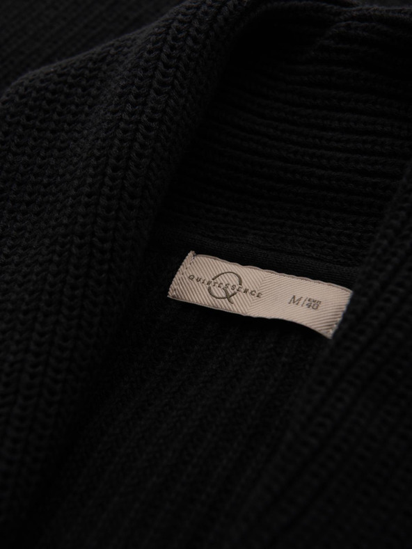 Ombre Clothing Moški bombažni pulover s šalikovim ovratnikom - črn V4 OM-SWCD-0153 Ombre Clothing