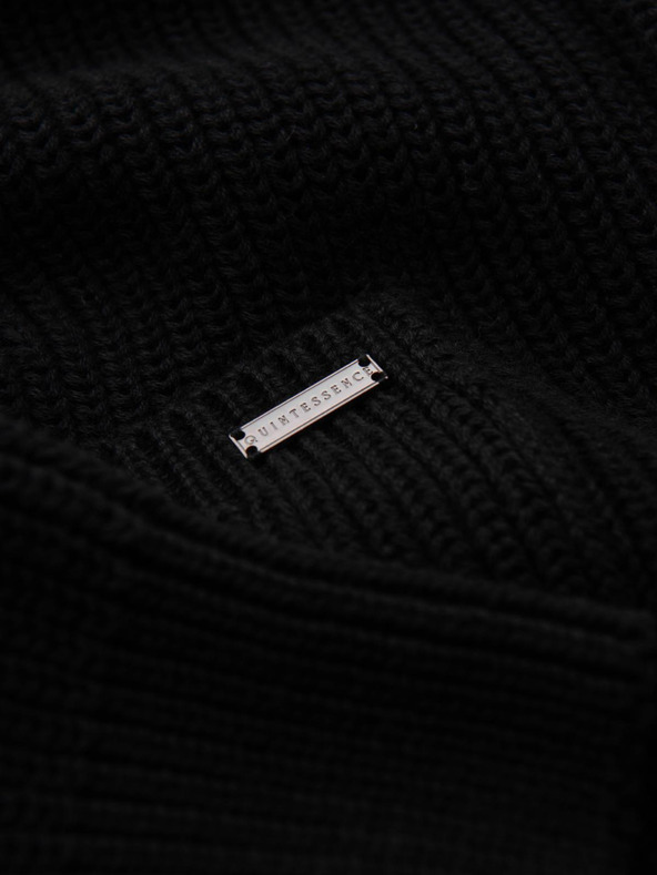 Ombre Clothing Moški bombažni pulover s šalikovim ovratnikom - črn V4 OM-SWCD-0153 Ombre Clothing