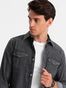 Ombre Clothing Črna moška majica iz džinsa Ombre Clothing
