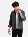 Ombre Clothing Črna moška majica iz džinsa Ombre Clothing