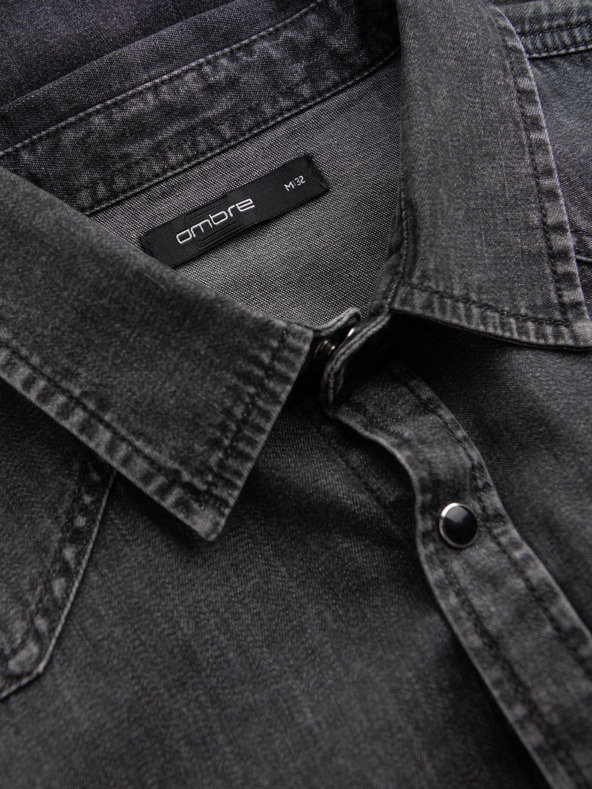 Ombre Clothing Črna moška majica iz džinsa Ombre Clothing
