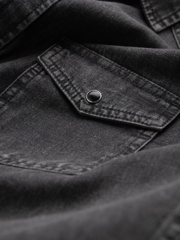 Ombre Clothing Črna moška majica iz džinsa Ombre Clothing
