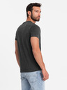 Ombre Clothing Črna moška majica henley Ombre Clothing