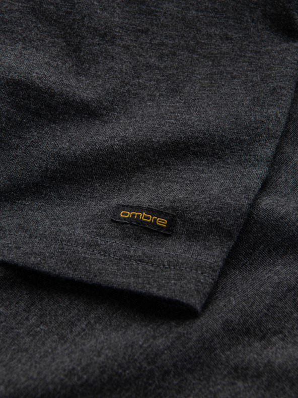 Ombre Clothing Črna moška majica henley Ombre Clothing