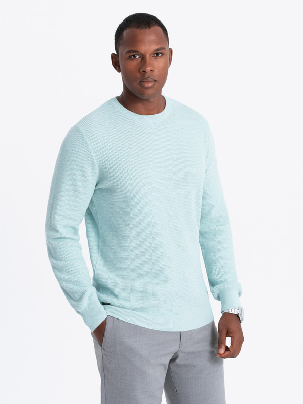 Ombre Clothing Moški melanžni strukturirani pleteni pulover Mint Ombre oblačila