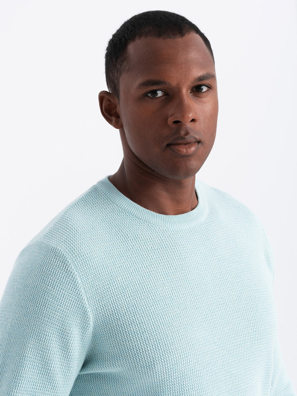 Ombre Clothing Moški melanžni strukturirani pleteni pulover Mint Ombre oblačila