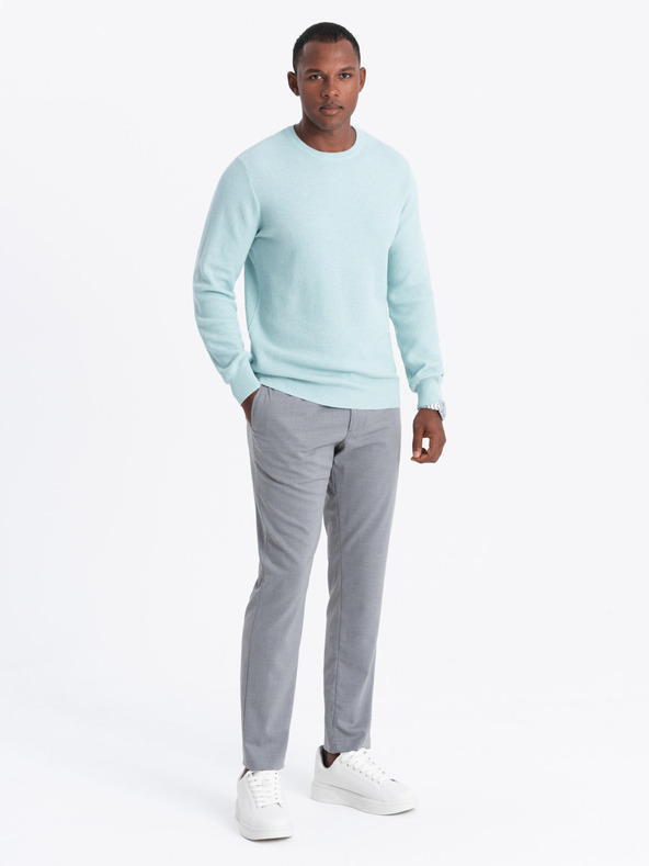 Ombre Clothing Moški melanžni strukturirani pleteni pulover Mint Ombre oblačila