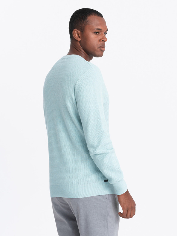 Ombre Clothing Moški melanžni strukturirani pleteni pulover Mint Ombre oblačila