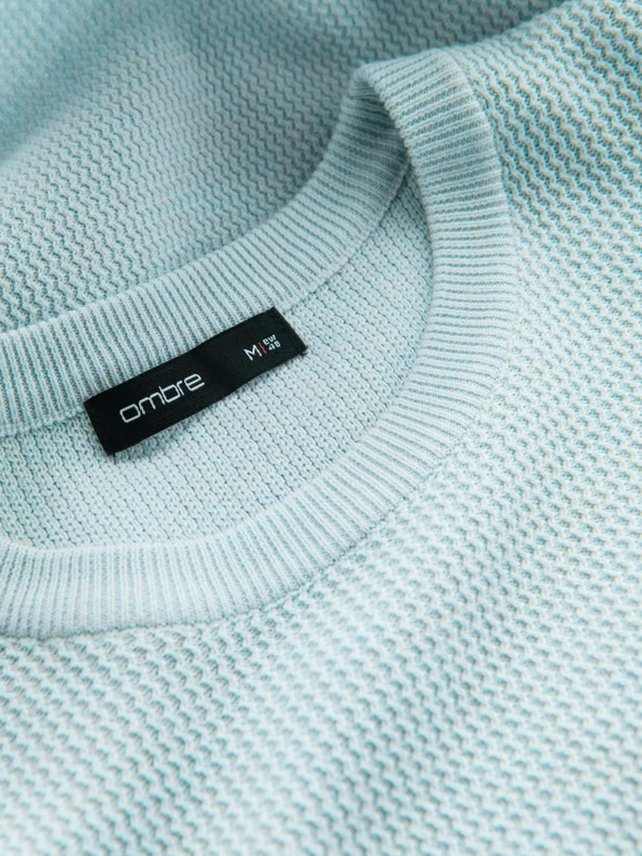 Ombre Clothing Moški melanžni strukturirani pleteni pulover Mint Ombre oblačila