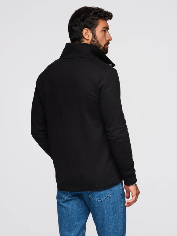 Ombre Clothing Moška jopica na gumbe z visokim ovratnikom - črna V6 OM-SSZP-0240 Ombre Clothing